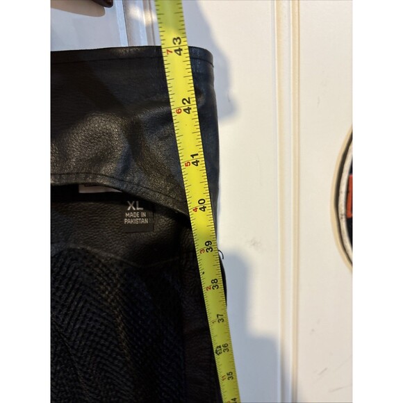 Vintage Genuine Leather Black Motorcycle Chaps Mens XL Extra Large Great Shape - Picture 14 of 15